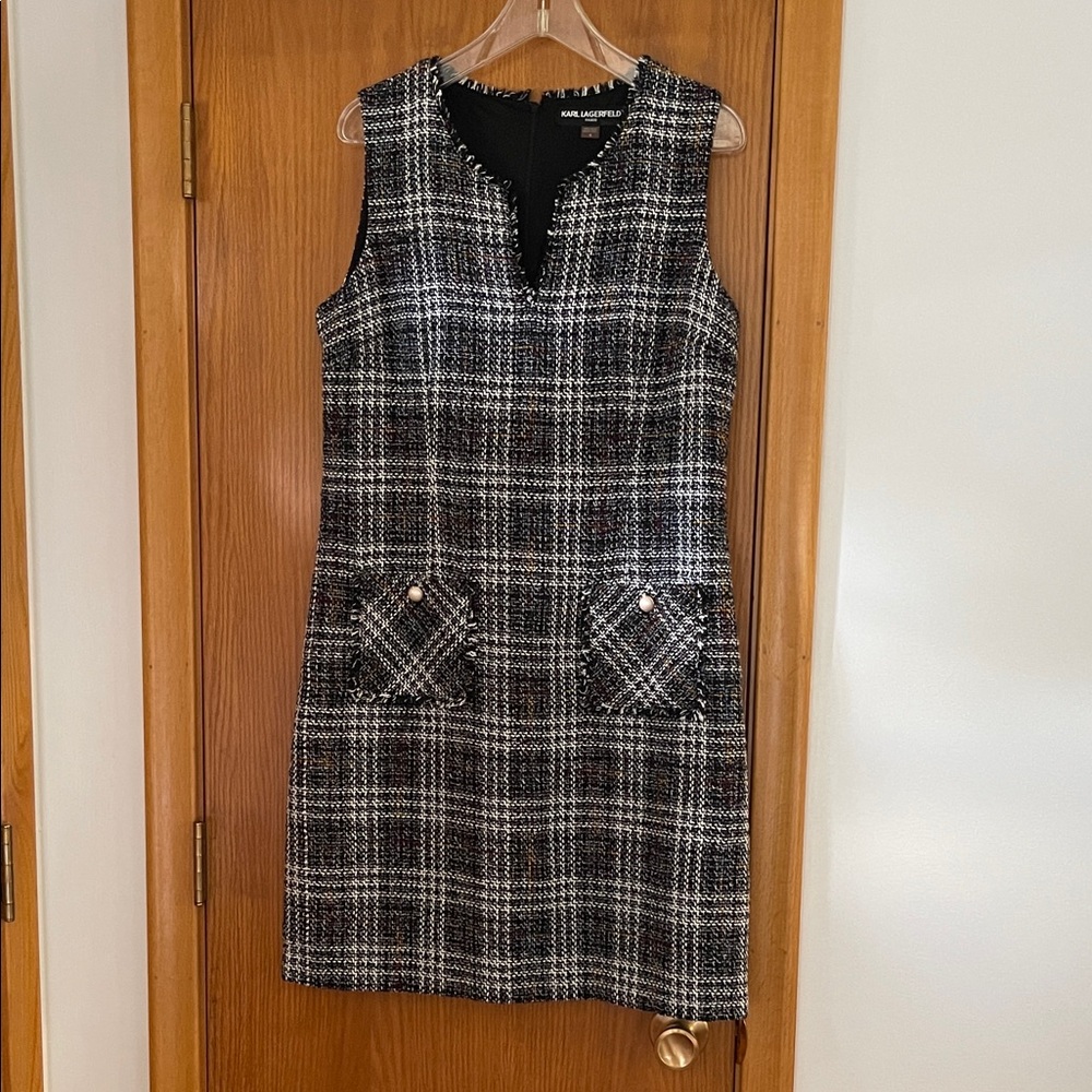 Karl Lagerfeld Black and White Checkered Mini Dress